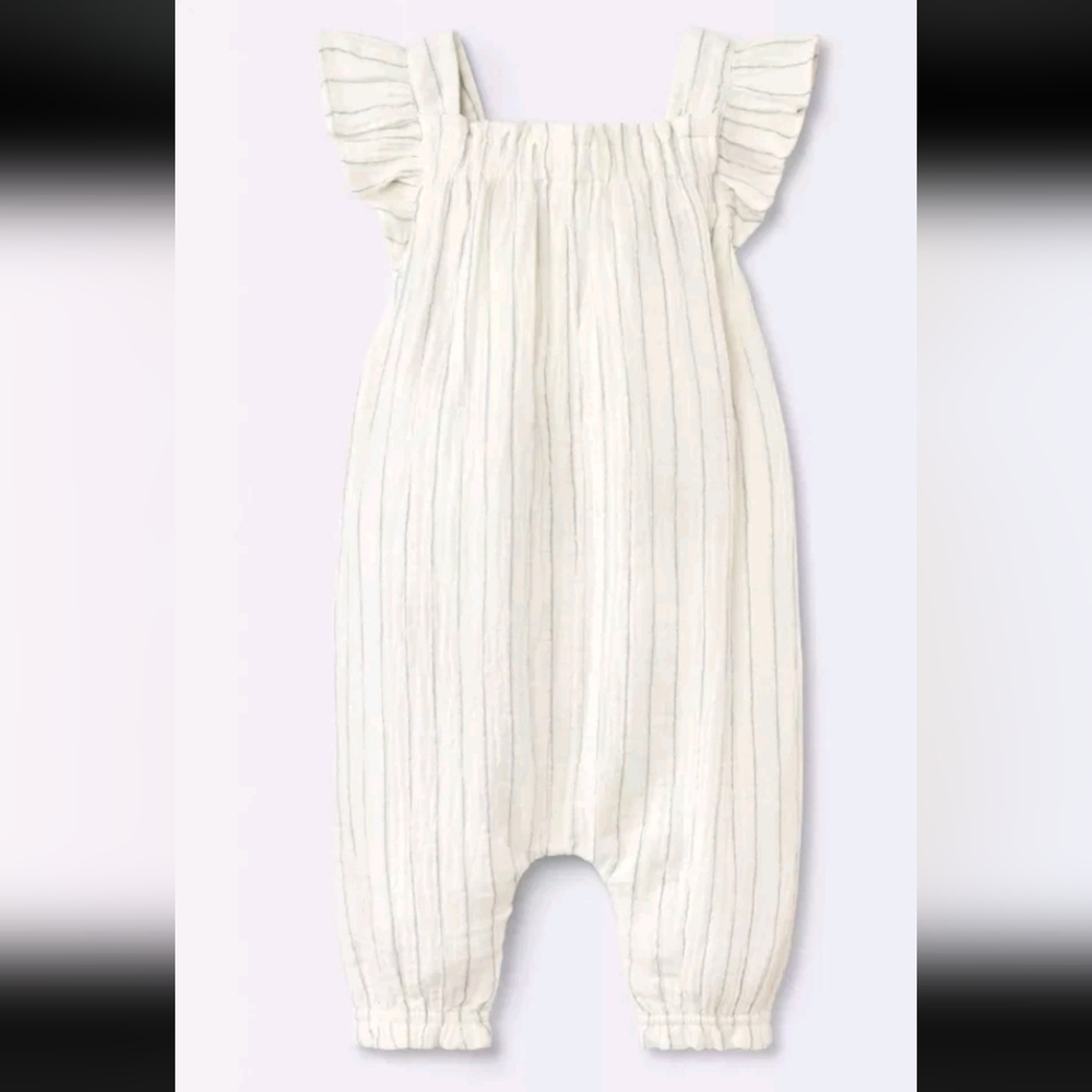 Cloud Island Cream Striped Baby Romper - Picture 2 of 4